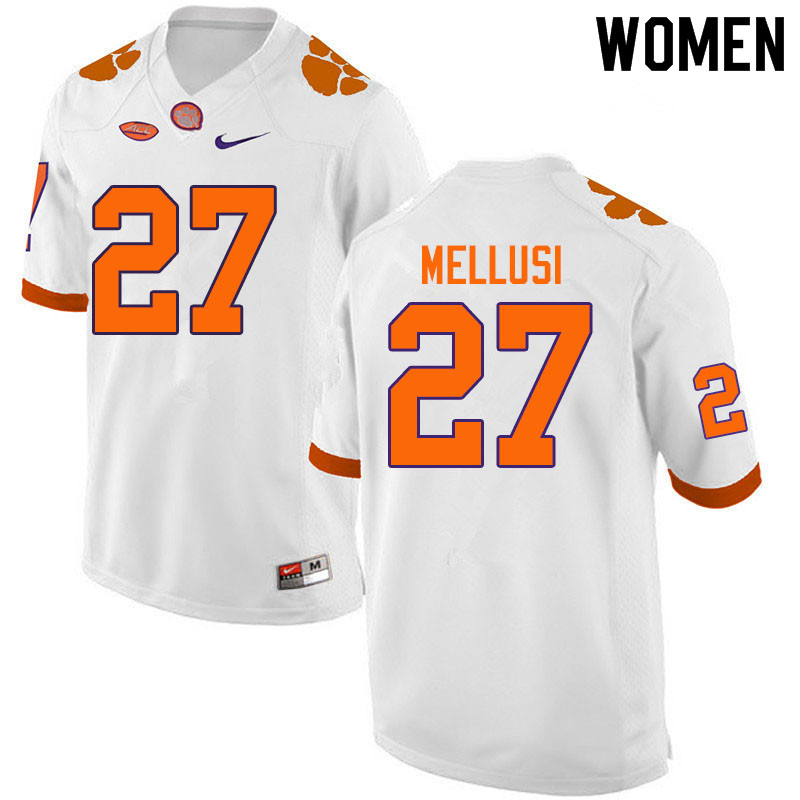 Women #27 Chez Mellusi Clemson Tigers College Football Jerseys Sale-White - Click Image to Close